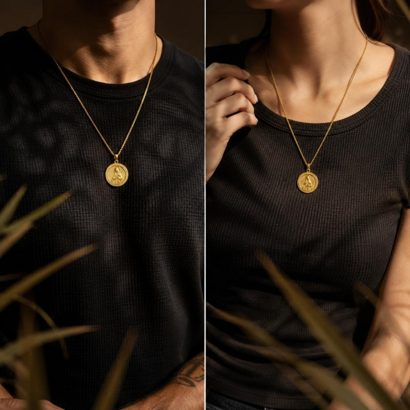 Patron Saint Medal Gold Plated Catholic Pendant Christian Religious Necklace Amulet Jewelry