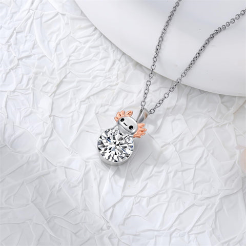 Sterling Silver 12 Month Birthstone Axolotl Pendant Necklace for Women