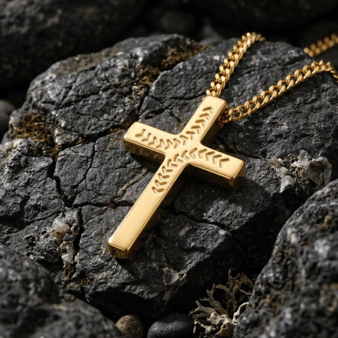 14K Gold Plated Soccer Football Basketball Baseball Cross  with Bible Verses Religious Pendant Necklace for Men