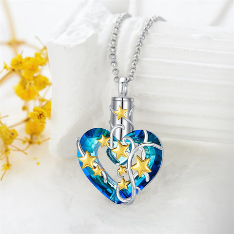 Sterling Silve Crystal Star Urn Necklace for Ashes