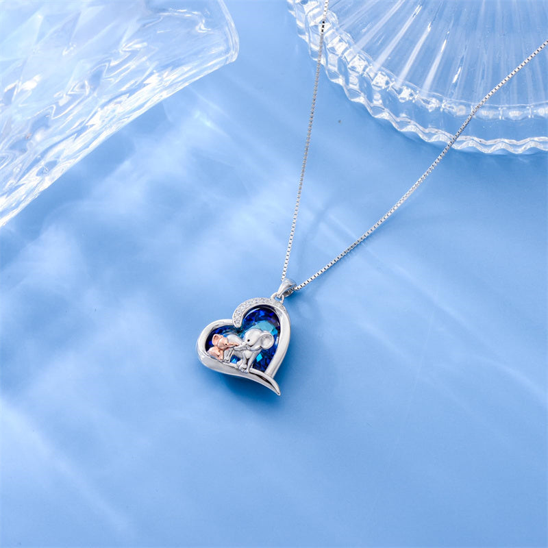 Sterling Silver Crystal Elephant Pendant Necklace