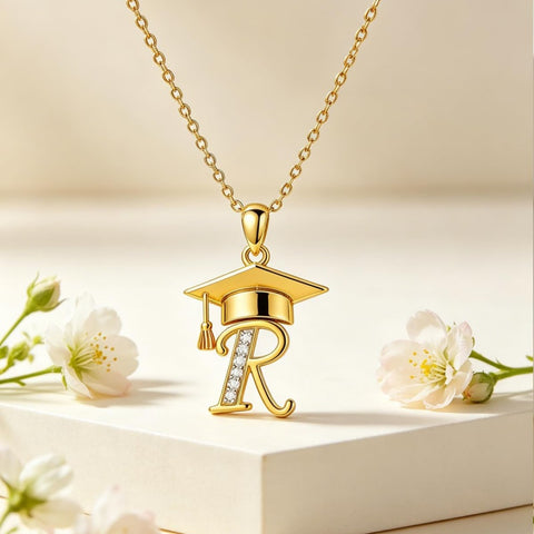 Initial  Graduation 14K Gold Plated Inspiring Grad Pendant Necklace Graduations Jewelry Gifts