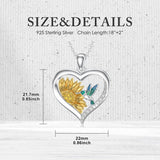 Sterling Silver Heart Bee Dragonfly Butterfly Hummingbird Sunflower Animal Pendant Necklace  Gifts for Christmas