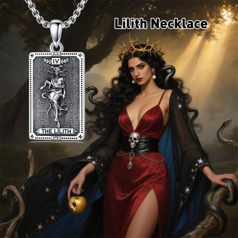 Sterling Silver Tarot Card Hecate Athena Artemis Lilith Medusa Goddess Pendant Necklace