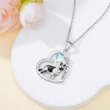 Sterling Silver Moonstone Pug Chihuahua Poodle German Shepherd Maltese Pendant Necklace Engraved wth I Love You Forever