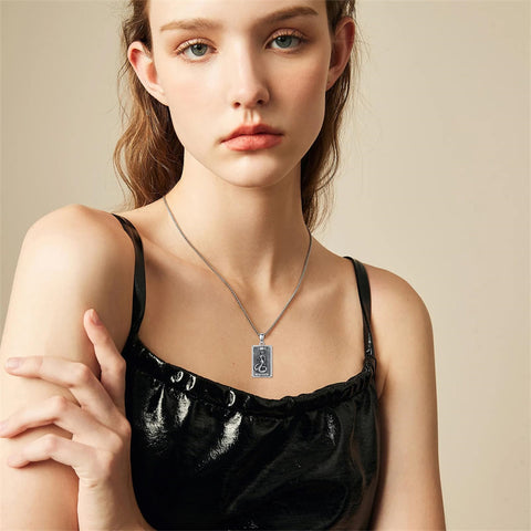 Sterling Silver Tarot Card Hecate Athena Artemis Lilith Medusa Goddess Pendant Necklace