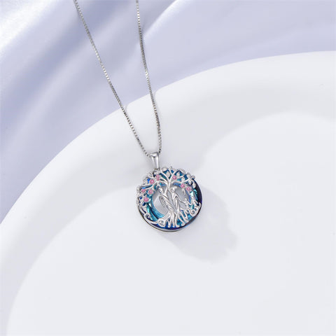 Sterling Silver Crystal Tree of Life Family Pendant Necklace for 1 to 5 Children