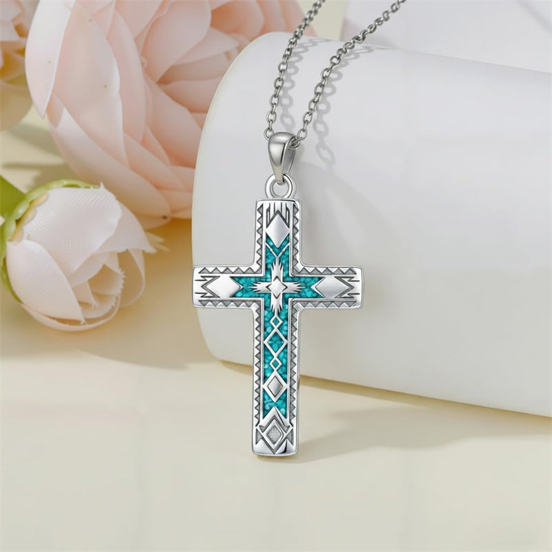 Sterling Silver Cross Pendant Necklace for Women Southwestern Cross Jewelry Gifts