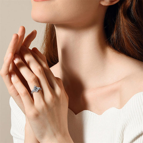 Sterling Silver Kite Cut Gemstone Engagement Wedding Promise Ring Gift For Valentine's Day