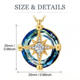 14K Gold Plated Crystal Compass Pendant Necklace Graduation Jewelry Inspirational Travel Valentine's Day Gift