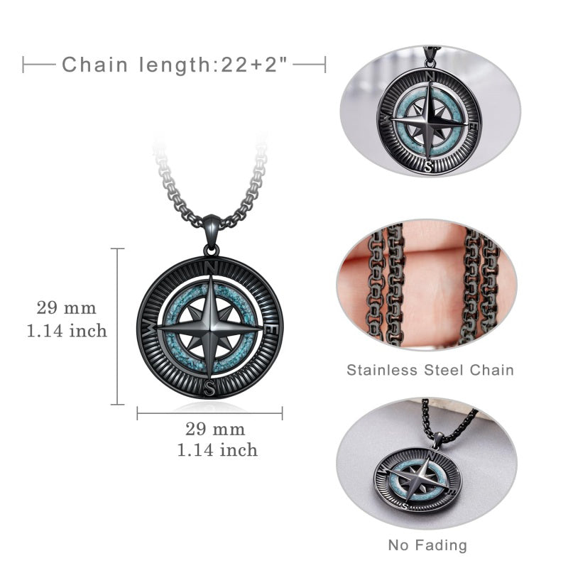 14K Gold Plated Turquoise Wolf Thor's Hammer Ankh Dragon Lion Compass Crucifix Pendant Necklace for Men