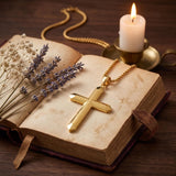 10K 14K 18K Gold Cross Pendant Necklace Religious Jewelry Gifts for Men and Women