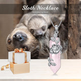 Sterling Silver Rose Quartz Mother Daughter Sloth Pendant Necklace