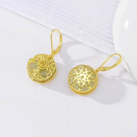 14K Gold Plated Natural Jade  Earrings for Women Good Fortune Jewelry Birthday Mother's Day Gifts