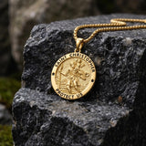 14K Gold Plated Saint Medal Christian  Pendant Necklace for Men