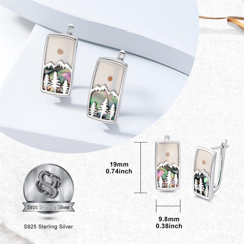 Sterling Silver Abalone Shell Mountain Cat Dog Fox Dragonfly Hummingbird Earring