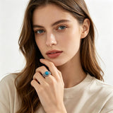 14K Gold Plated Turquoise Ring Western Jewelry Anniversary Birthday Gift for Women