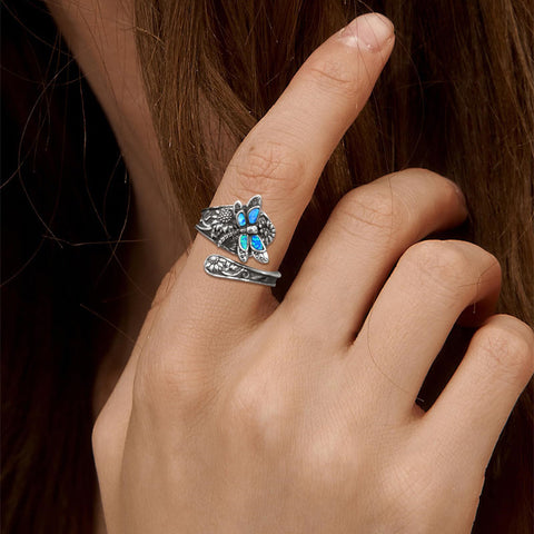 Sterling Silver Oxidized Dragonfly Butterfly Hummingbird Sea Turtle Anchor CrossTree of Life Sunflower Spoon Ring