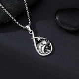 Sterling Silver Deer Bass Fish Wild Duck Fish Hook Pendant Necklace Hunting Jewelry Gifts for Men