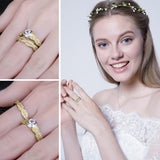 14K Gold Plated  1.5CT Cubic Zirconia  Wedding Bands Engagement Rings Promise Rings for Her