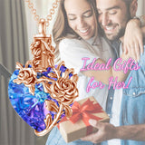 Sterling Silver Heart Crystal Rose Urn Necklaces for Ashes for Women