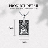Sterling Silver Tarot Card Pendant  Necklace for Men Gothic Amulet Jewelry