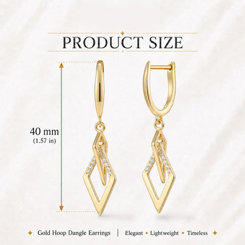 14K Gold Plated Dangle Drop Earrings for Women