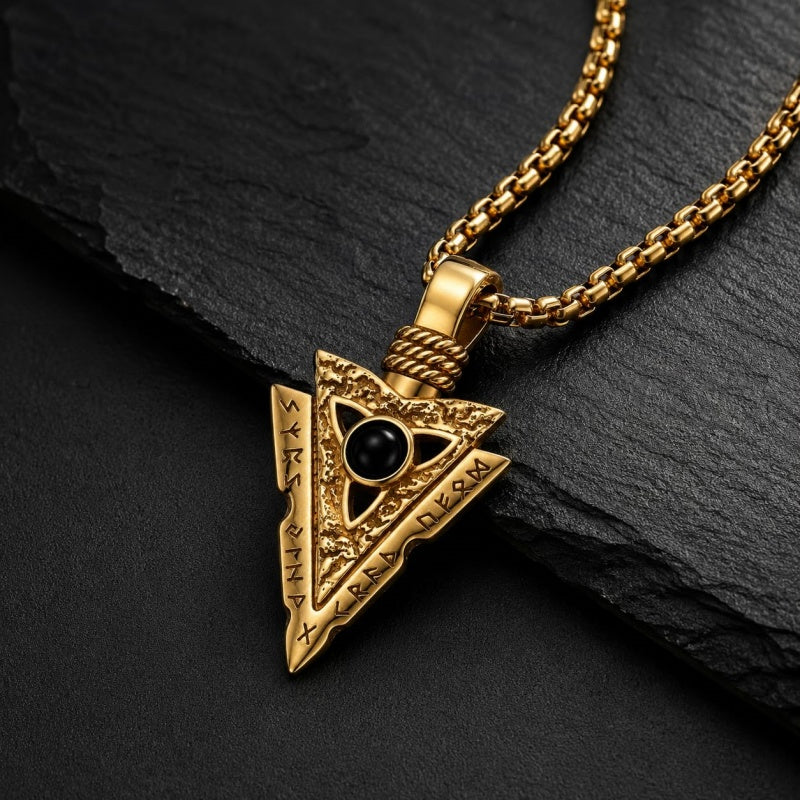 Malachite Turquoise Arrow Pendant Necklace for Men