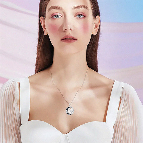 Sterling Silver Mustard Seed Black Cat Hummingbird Cross and Mountain Mountain Turquoise Sun and Moon Pendant Necklace
