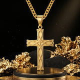 Cross Pendant Necklace for Men 14K Gold Plated Minimalist Christian Jewelry Religious Gift