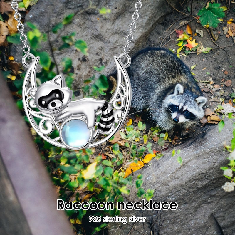 Sterling Silver Moonstone Celtic Knot Raccoon Otter Pig Dolphin Cow Pendant Necklace Birthday Mother's Day Gift