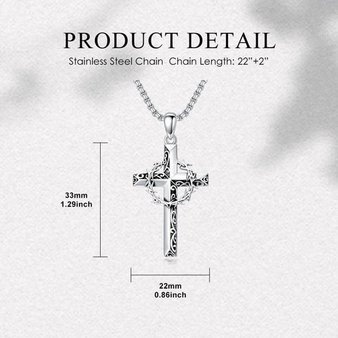 Sterling Silver Cross Pendant Necklace Christian Religious Jewelry Gifts for Anniversary