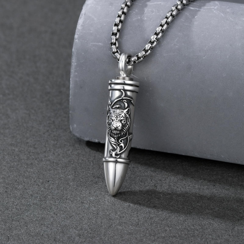 Sterling Silver Animal Angel Wings Pet Jesus Bullet Urn Necklaces for Ashes for Men