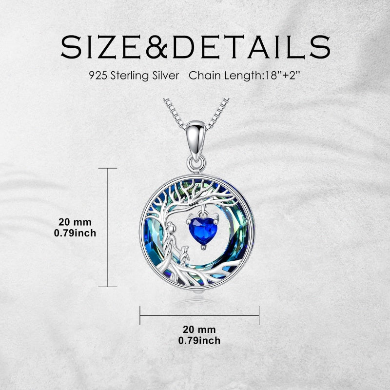 Sterling Silver Crystal  Tree of Life Mother and 1-4 Daughter Son Pendant Necklace Birthday Christmas Gift