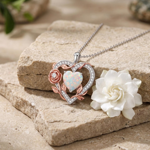 Sterling Silver Teardrop Gemstone Rose Butterfly Infinity Heart Necklace for Women