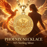 Sterling Silver Phoenix Rising Pendant Necklace NA/AA Sobriety Jewelry