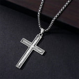 Sterling Silver Cross Religious Necklace for Men