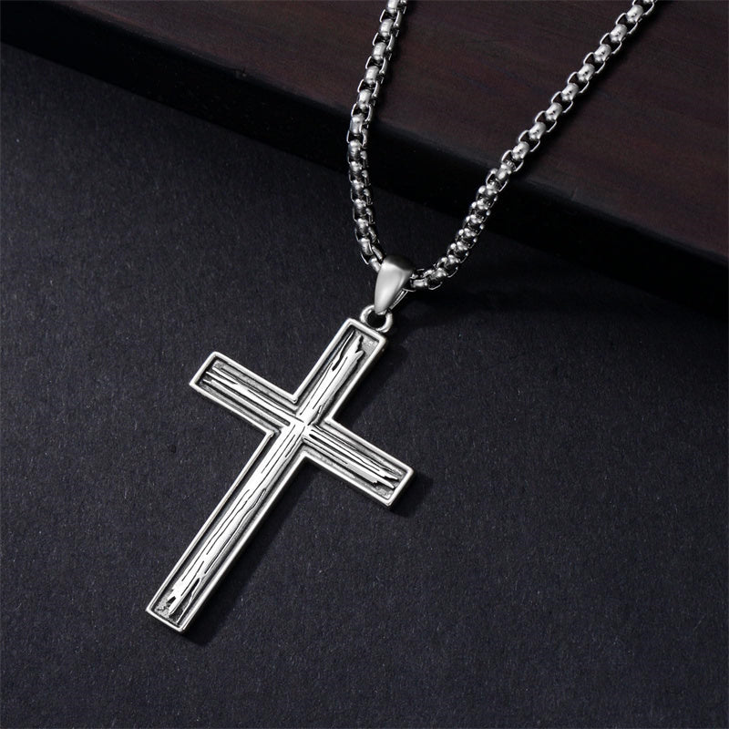 Sterling Silver Cross Religious Necklace for Men