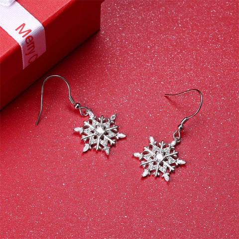 Sterling Silver Snowflake Dangle Earrings