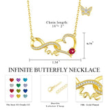 14K Gold Plated Birthstone Infinity Butterfly Necklace for Women
