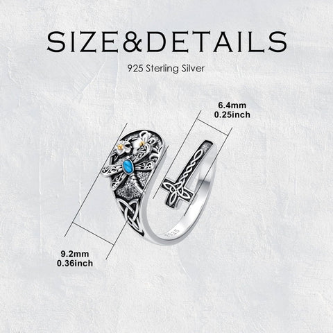 Sterling Silver Turquoise Hummingbird Butterfly Sunflower Adjustable Spoon Ring