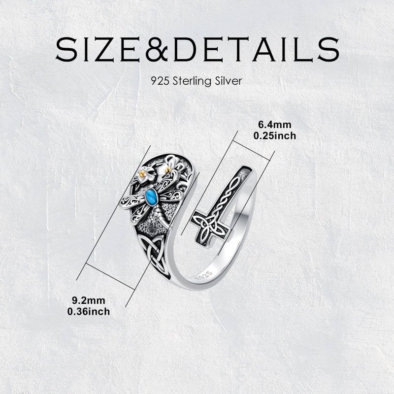 Sterling Silver Turquoise Hummingbird Butterfly Sunflower Adjustable Spoon Ring