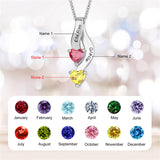 Sterling Silver Personalized  Birthstone Engraved Pendant Necklace for Women