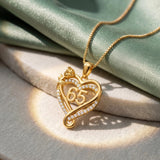 14K Gold  Plated Birthday Anniversary Rose Heart Pendant Necklace for Women