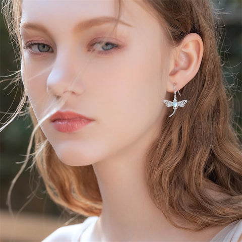 Sterling Silver Dragonfly Drop Earrings