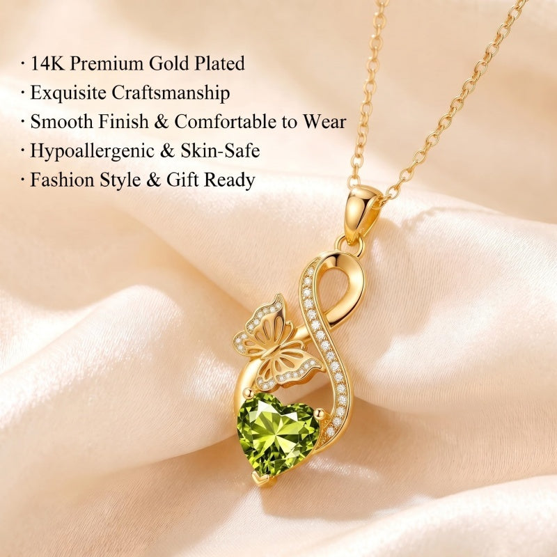 14K Gold Plated Infinity Birthstone  Butterfly Cross Necklace for Women