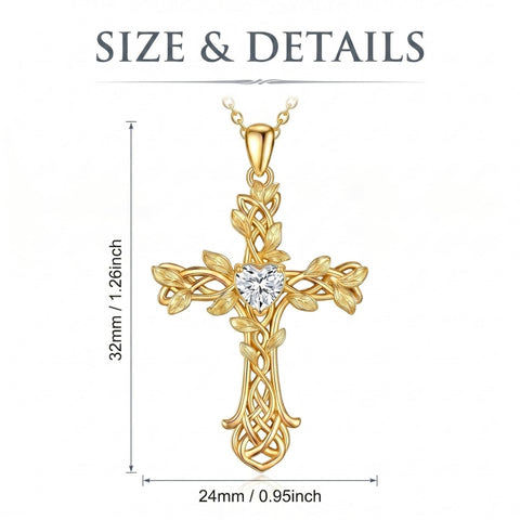 14K Gold Plated Cross Necklace for Women