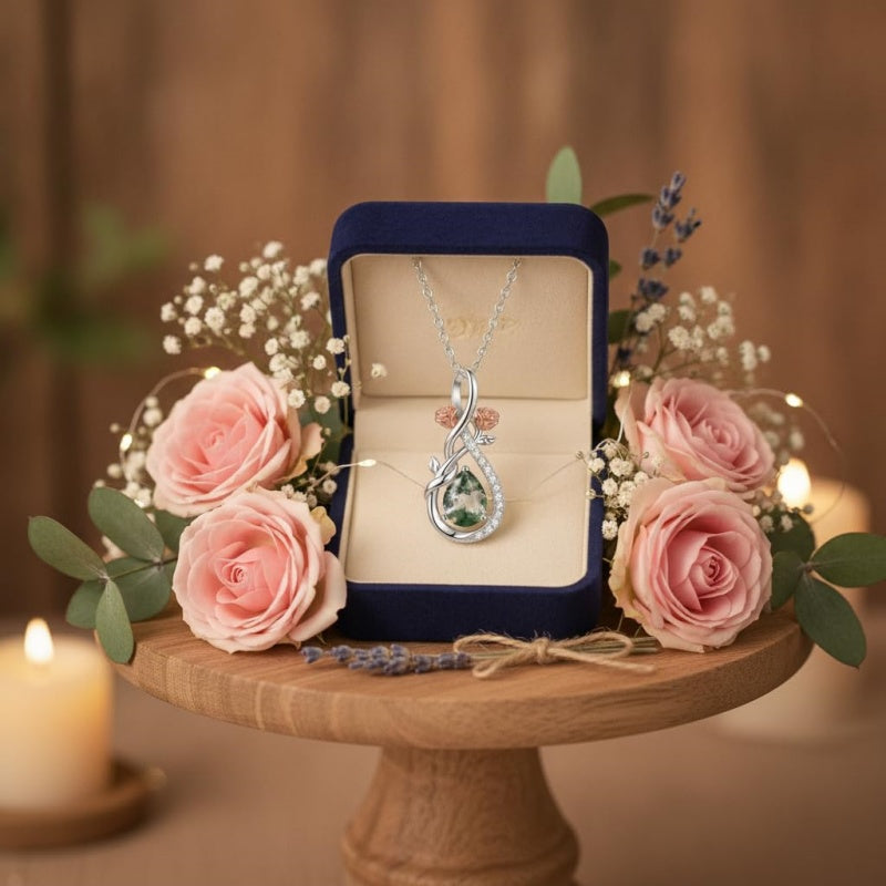 Sterling Silver Teardrop Gemstone Rose Butterfly Infinity Heart Necklace for Women