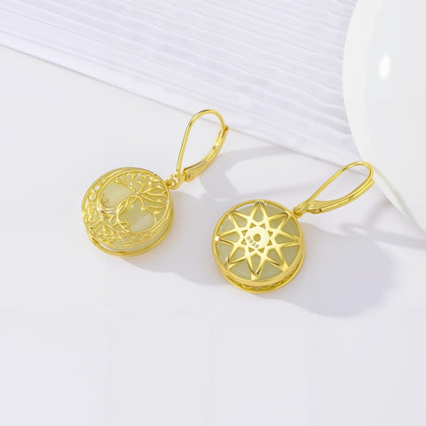 14K Gold Plated Natural Jade  Earrings for Women Good Fortune Jewelry Birthday Mother's Day Gifts