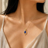 14K Gold Plated  Teardrop Birthstone Infinity Pendant Necklace for Women